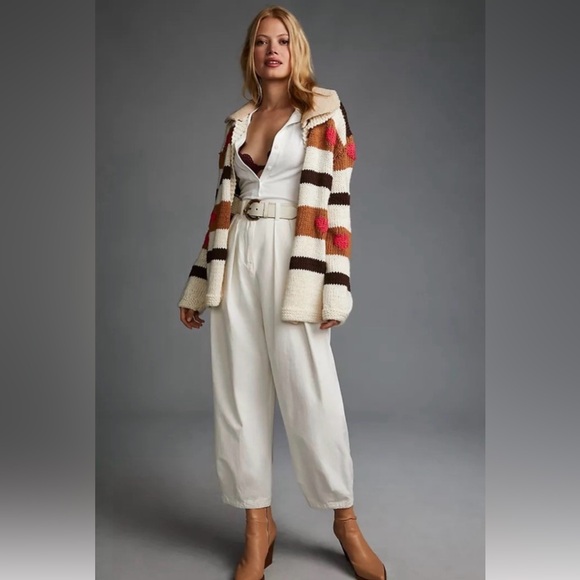 NWT veroalfie x Anthropologie Hand Knit Cardigan ♥️ Ecru Size 3 Large $380